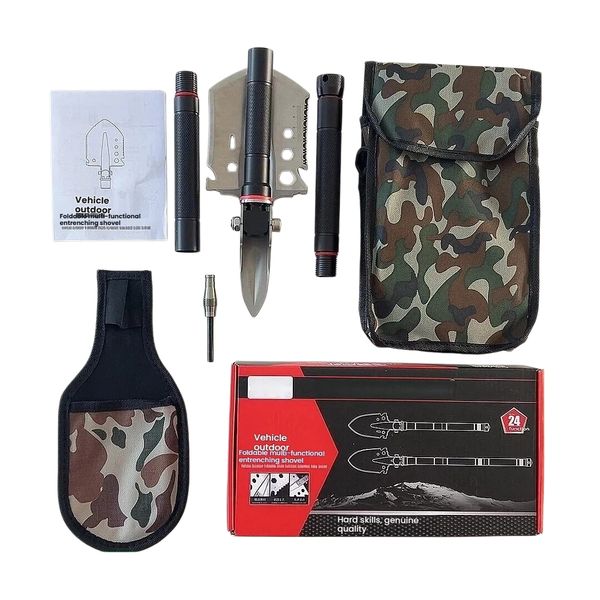 G18 Multifunctional MilitaryFoldingShovel,Converts to HoeMultitool Portable