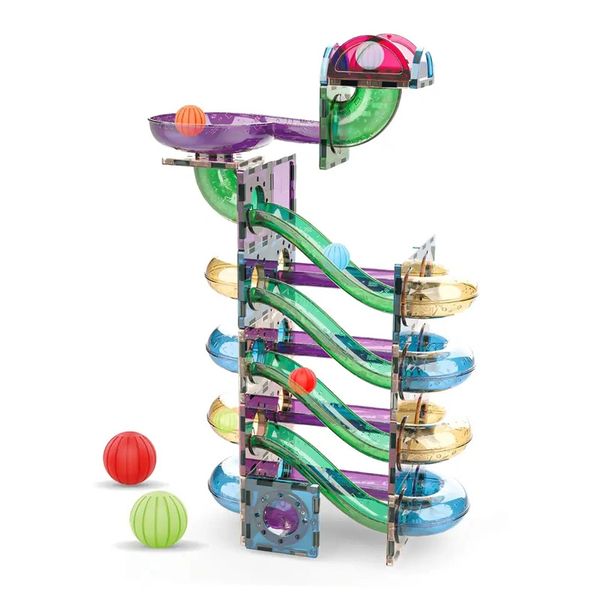 105 Pcs Large Magnetic Building Block Marble Run Toy for kid Age3+ (B4853)