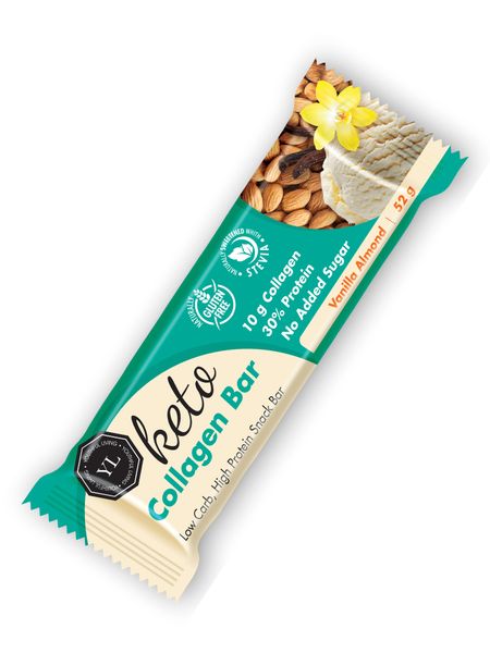 Youthful Living - Keto Collagen Bars - Vanilla Almond - 52g x 12 bars