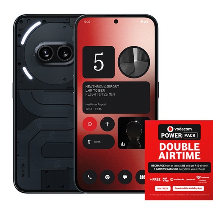 Nothing Phone 2a 128GB 5G Dual Sim - Black + Vodacom Sim Card Pack