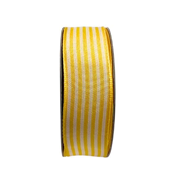 Candy Tafetta Stripe Ribbon- Yellow, 25mm x 20