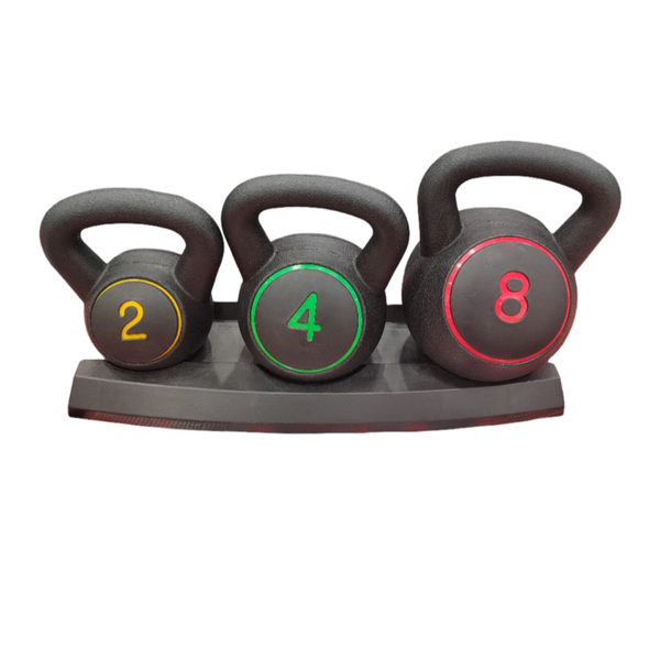 14kg Kettlebell Set with Storage Tray - 2kg, 4kg, and 8kg