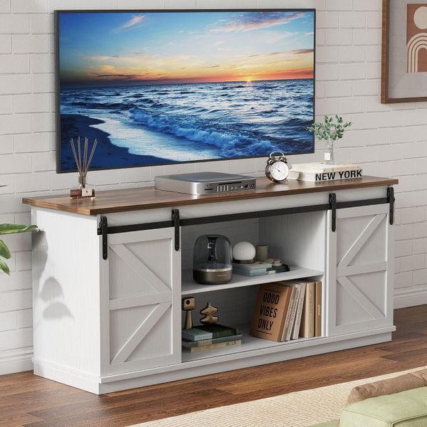TV Stand Console Table Sliding Door Storage Cabinets Entertainment Centre