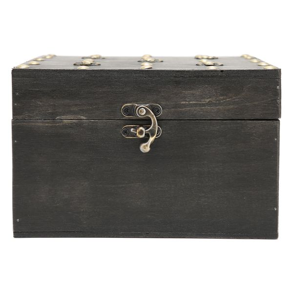 Vintage Wooden Treasure Chest w/ Metal Hinge - Home Office Organizer