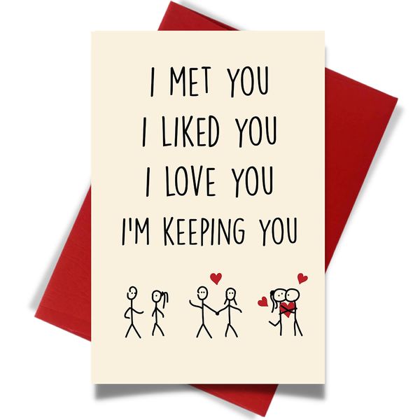 Romantic Cards with Envelope, Funny Anniversary Card for Husband or Wife
