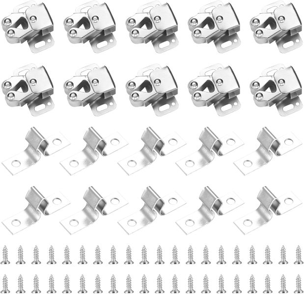 10 Pieces Cabinet Door Catches, Roller Ball Door Catches with Screws-Silver