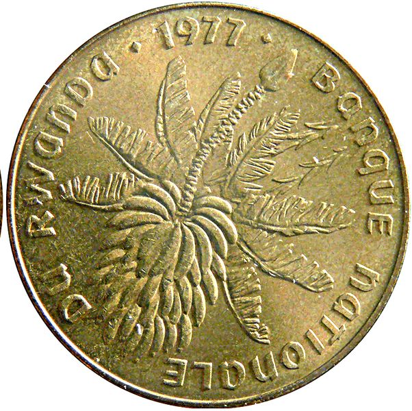 1977 Rwanda 20 Francs Coats of Arms of Rwanda
