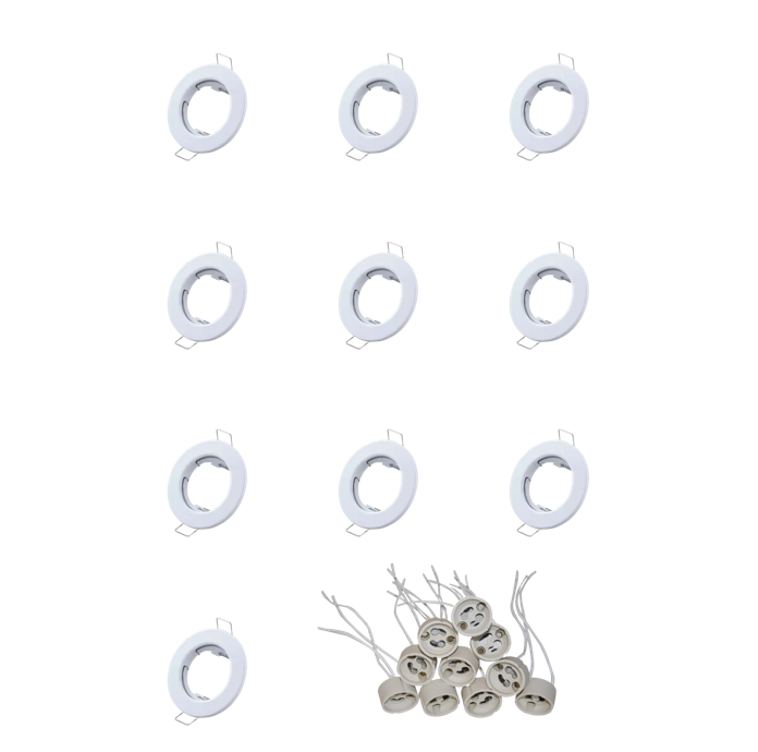 MrSmart - White Downlight Fittings With FREE GU10 Holders - Pack Of 10