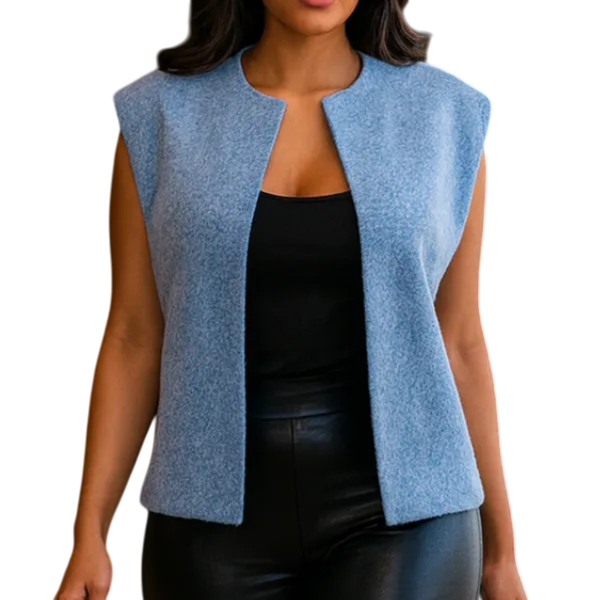Missy Missi Ladies Furry Sleeveless Open Front Cardigan Waistcoat