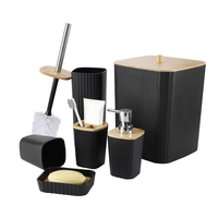 Bathroom Set with Wooden Finish - 6 Piece