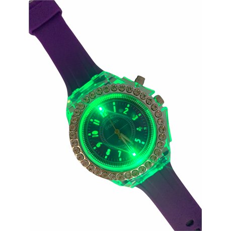 Geneva Jelly Watch with Diamante and LED Lights Purple Shop