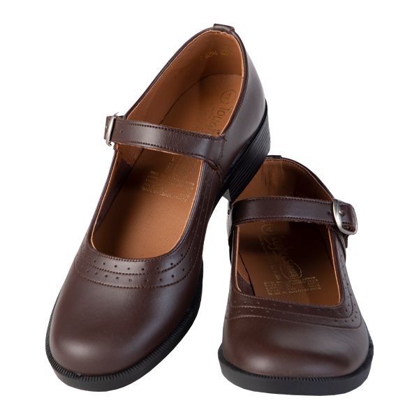 Toughees Pearl One-Bar Girls Brown School Shoes