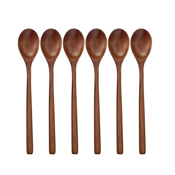 6 Pieces Wooden Spoons for Eating Mixing Stirring