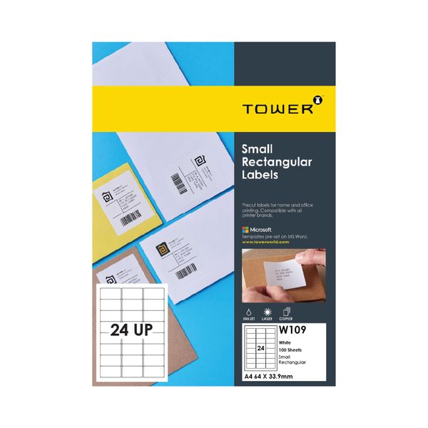 Tower A4 Self Adhesive Printable Labels -100 Sheets