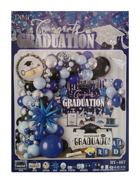 Graduation Balloon Pack - Blue, Black and Silver