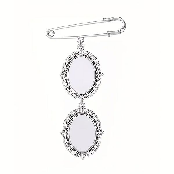 Double Sublimation Memorial Wedding Bouquet Photo Brooch Pendant