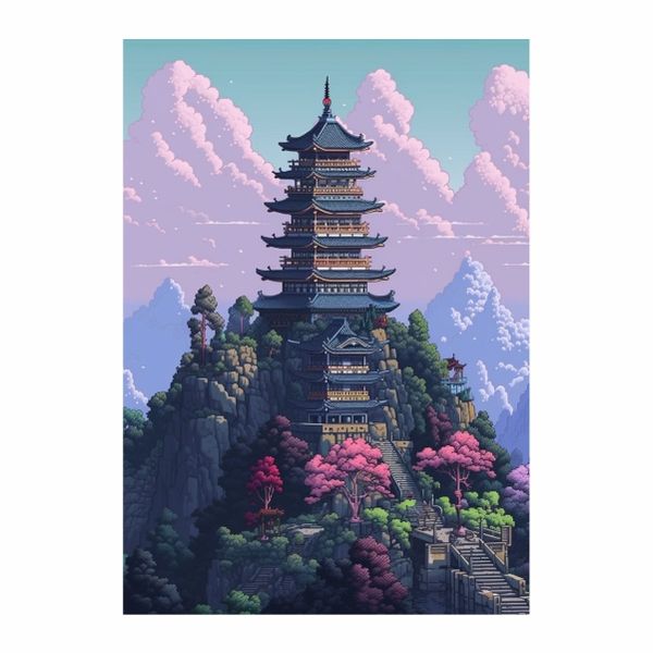 Japanese Temple View Poster - A1