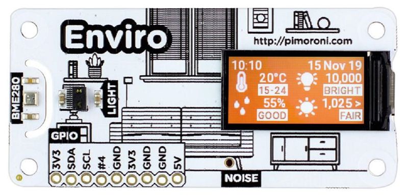 Pimoroni (PIM486) Eval Board, Enviro pHAT, Raspberry Pi