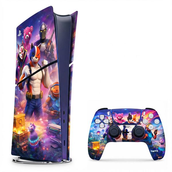 Skin Compatible with PS5 Slim Digital (No Disc): Fortnite Neon cyber arena
