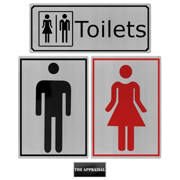 Toilet Sign + Male &amp; Female Bathroom Signs + The Appraisal Sticker