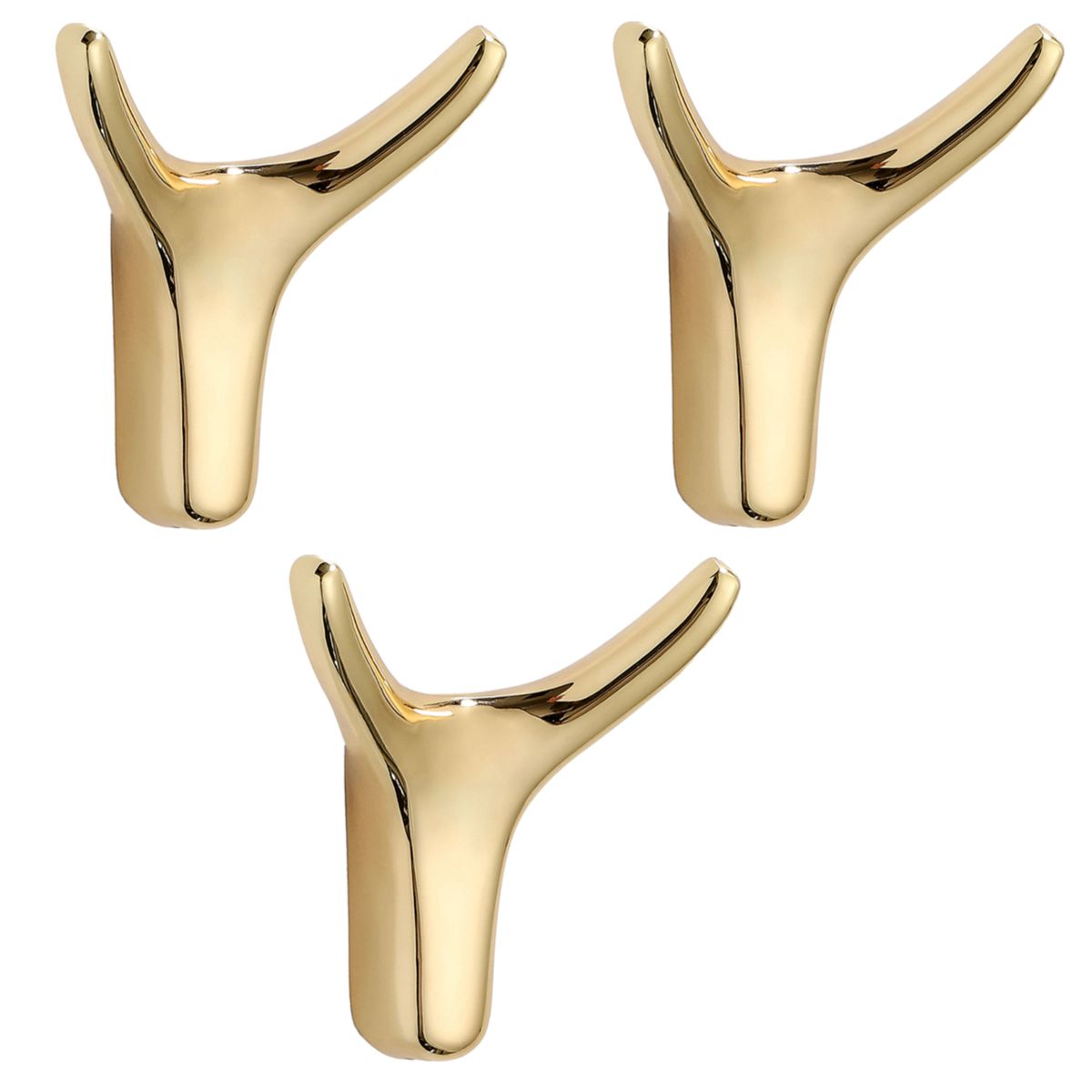 3 Pack Metal Horn Towel Coat Wall Hooks – Gold