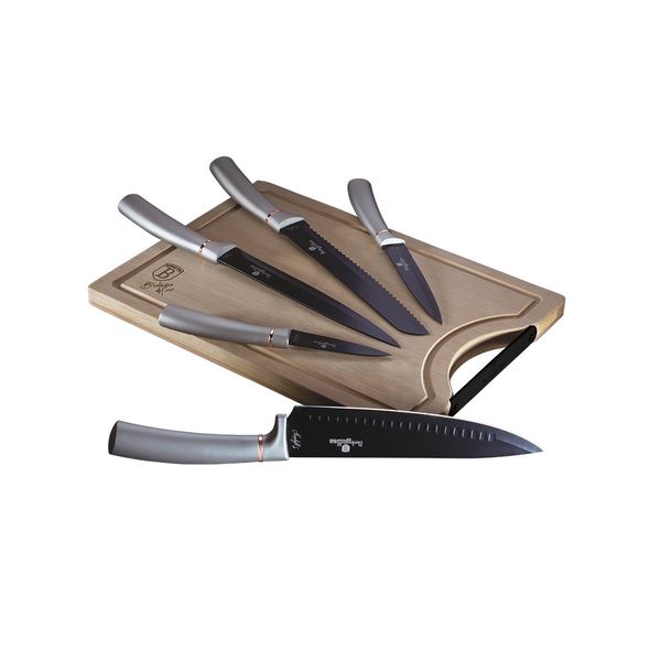 Berlinger Haus 6 Piece Knife Set with Bamboo Cutting Board Moonlight