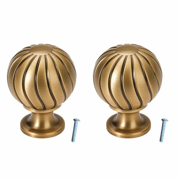 2 Pack French Bronze Ribbed Ball Knobs Single Hole Kitchen Cupboard Drawers