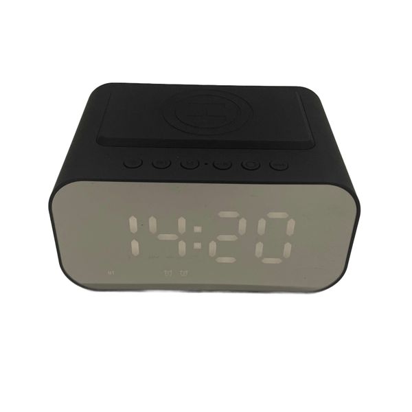 Wireless Charging Bluetooth Speaker Clock Led Display Alarm with FM Radio