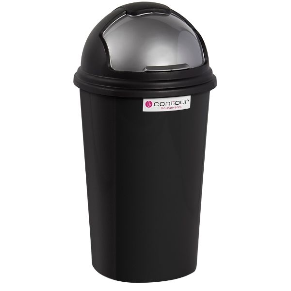 Contour - Refuse Bin / Round Refuse Bin with Flip Lid - Grey/Black (50L)