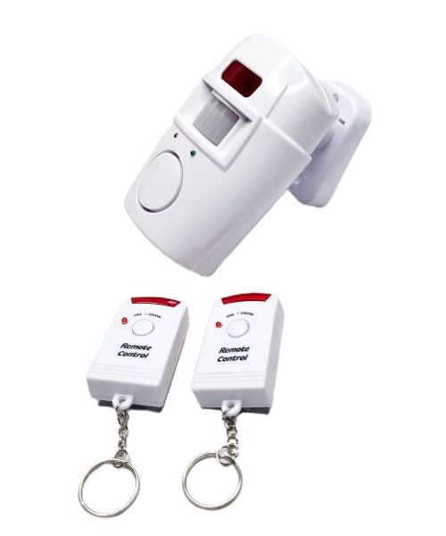 White Yax Motion Detector Sensor Security Alarm With Two Remotes