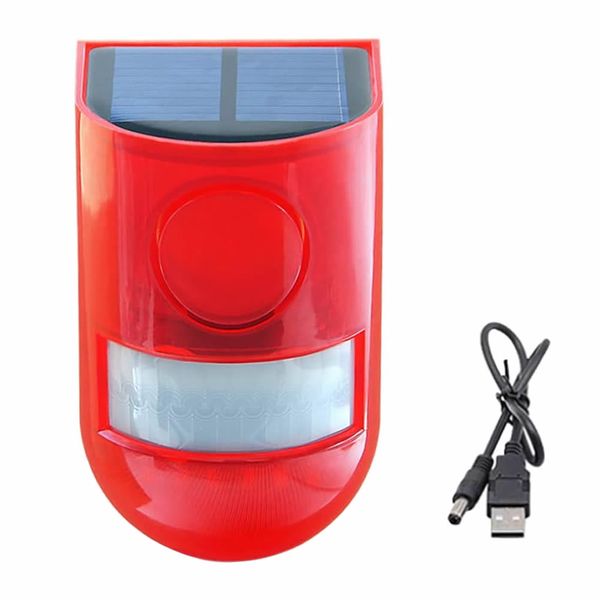 Solar Sound &amp; Light Alarm Motion Sensor Siren Sound Alert &amp; 6LEDs