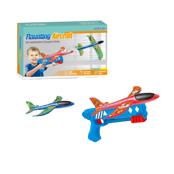 Kids Airplane Launcher Toy Set with 2 Foam Planes for Outdoor Play