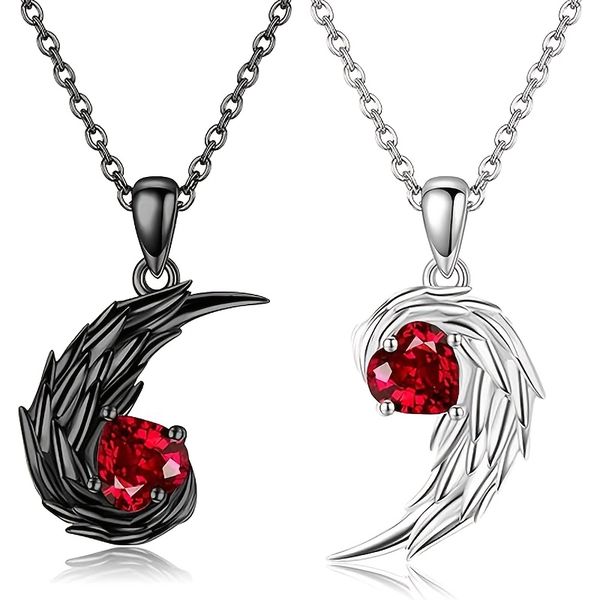Red Couple Splicing Two Tone Collarbone Chain Necklaces for Couples