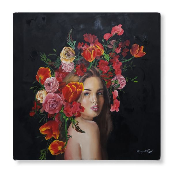 Original Oil Painting - Lady Botanist - Floral Wall Art