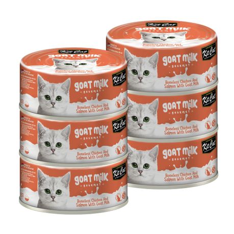 Kit Cat - Boneless Chicken Shreds & Salmon with Goat's Milk (6 x 70g) Image