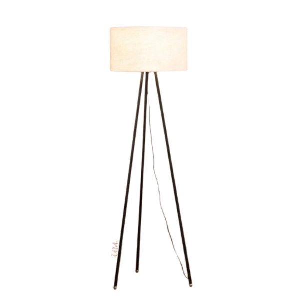 Modern Tripod Floor Lamp Black and Cream