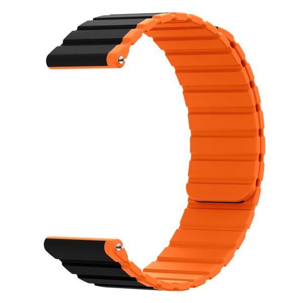 Black/Orange Silicone Watch Band Compatible With Samsung Galaxy Watch -20mm
