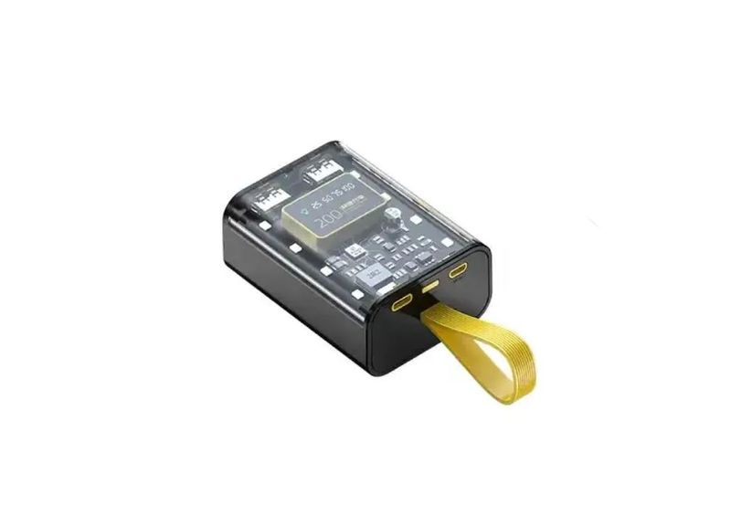 Transparent 10000mAhn 22.5W Power Bank W/ LED Light Display Built-in Cable