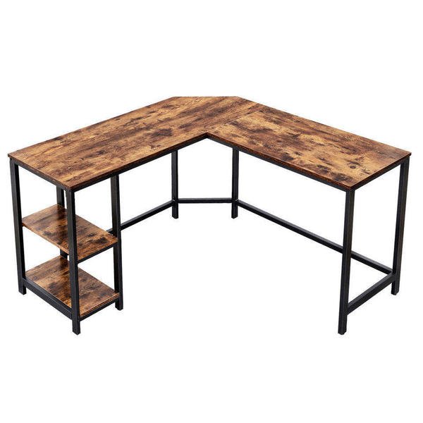 L-Shaped Corner Computer Desk, Gaming &amp; Workstation with Side Shelves