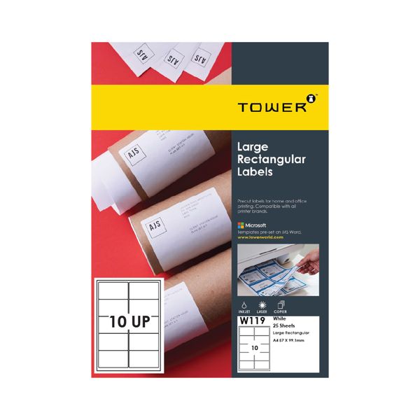 Tower A4 Self Adhesive Printable Labels -25 Sheets