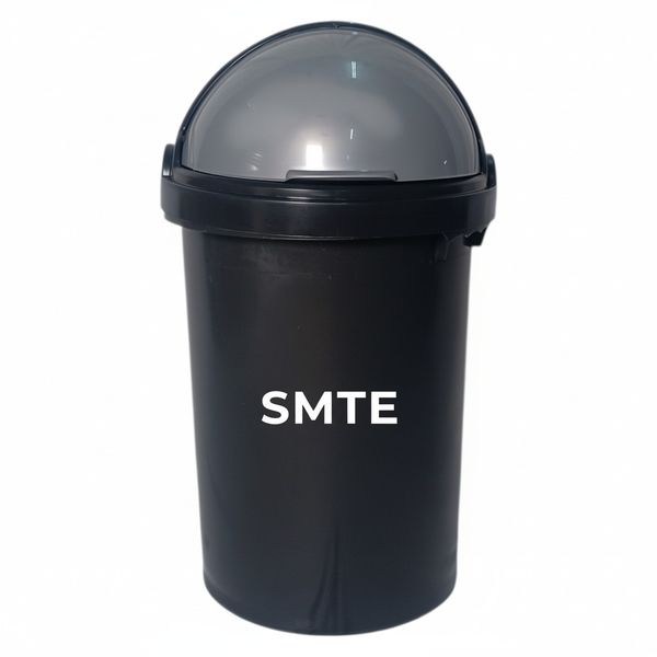 SMTE 50 Litre Dome Lid Dustbin - Heavy-Duty Plastic Waste Bin - Black