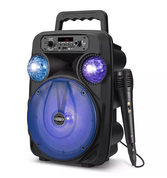 Soonbox S17 Wireless LED Karaoke Speaker with Wired Mic and Remote - 1200W