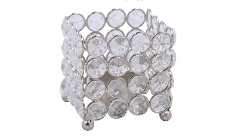 Acrylic Crystal Beaded Square Votive Candle Holder ( Pack of 4 Piece )