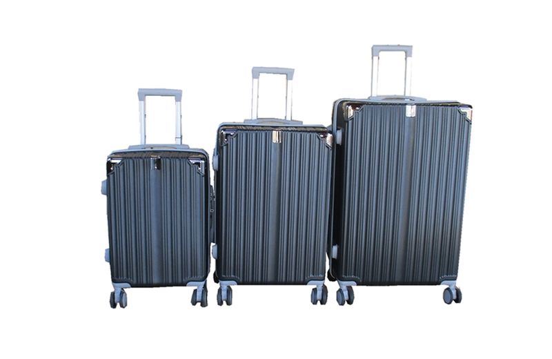 3-Piece Black Hardshell Luggage Set with ABS Plastic, Spinner Wheels &amp; Lock