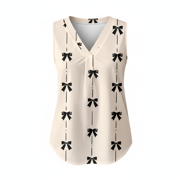 Versatile Polyester Top - Cream And Black