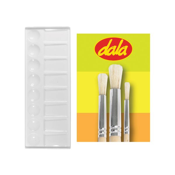 Dala 16 Well Rect Pallete + Dala 504 stubby paint brush set of 3