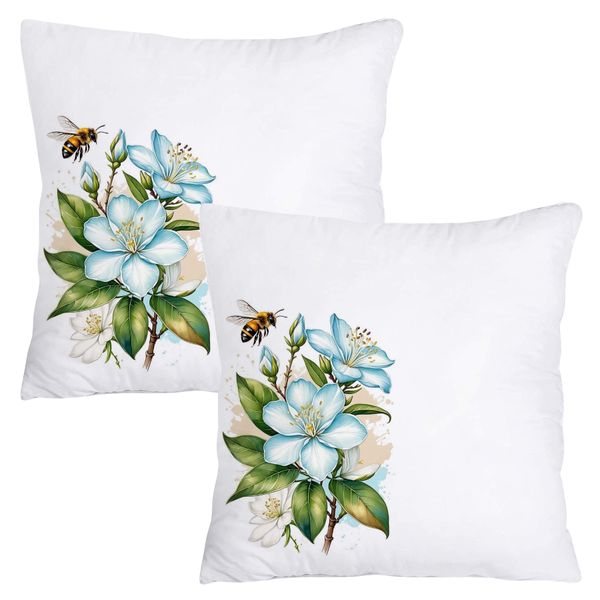 Scatter Cushion Cover Set - 50cmx50cm - Blue Flowers
