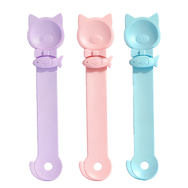 3Pieces Cat Treat Squeeze Spoon Set-Feeding Spoon for Cat Treats&amp;Water