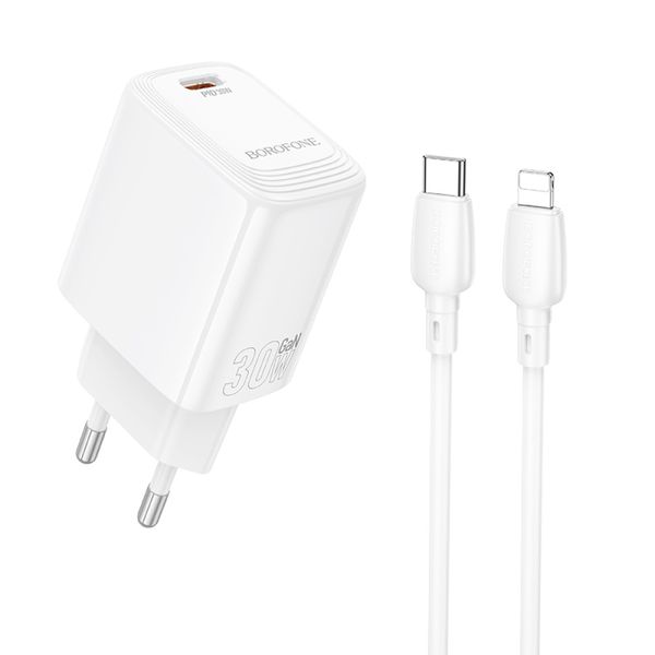 Borofone 30W GaN High Power Single Port Charger - USB-C to iPhone Cable1m