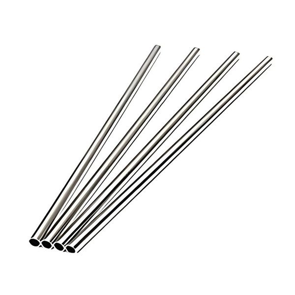 2Pcs Curved &amp; Straight Food Grade SS Straws With Brush